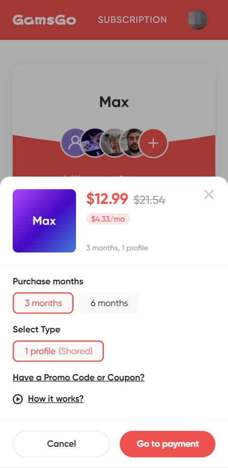 how-much-does-3-months-max-subscription-on-gamsgo